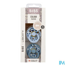Load image into Gallery viewer, Bibs 1 Fopspeen Duo Liberty Garden Bobo Blue 2
