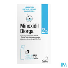 Afbeelding in Gallery-weergave laden, Minoxidil Biorga 2% Opl Cutaan Koffer Fl 3x60ml
