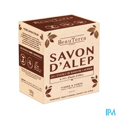 Beauterra Savon Alep 20% Huile Baie Laurier 190g