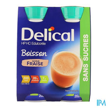 Load image into Gallery viewer, Delical Melkdrank Hp-hc Z/suiker Aardbei 4x200ml
