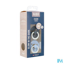 Charger l'image dans la galerie, Bibs 1 Fopspeen Duo Glow Dark Iron&amp;baby Blue
