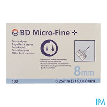 Load image into Gallery viewer, Bd Microfine+ Pennaald Tw 8,0mm 31g 100 320792
